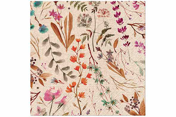We Care Lunch servet Dried Floral Bouquet 33 x 33 cm set van 20