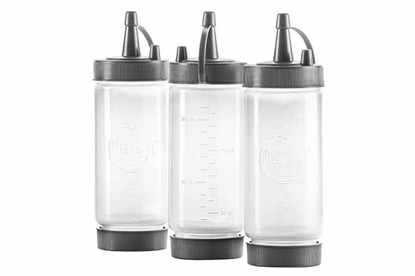 Set van 3 garneerflessen 22 cl, polyethyleen