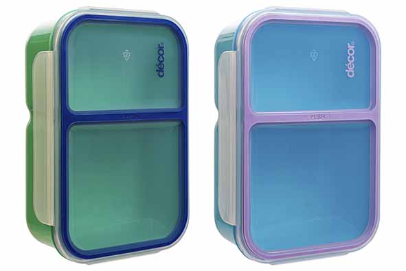 Go lunchbox met 2 vakken, 1 l, polypropyleen, meerkleurig, 20.5 x 14 x 7.2 cm