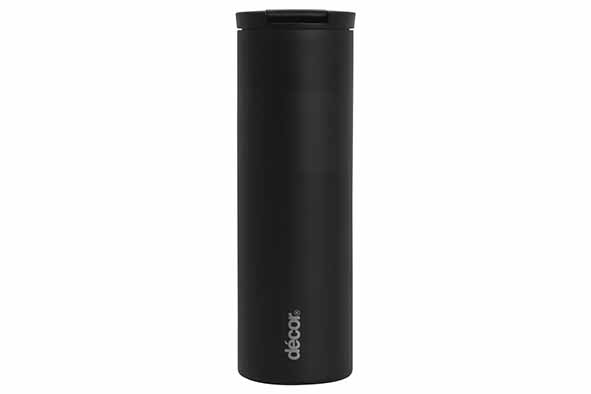 Isolerende dubbele wand travel mug zwart 0,45 l, roestvrij staal