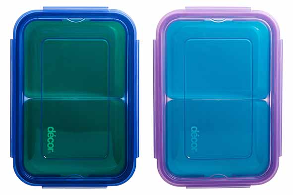 2-in-1-lunchbox 1,1 l set van 2 kleuren assorted 19,5 x 14 x 7 cm
