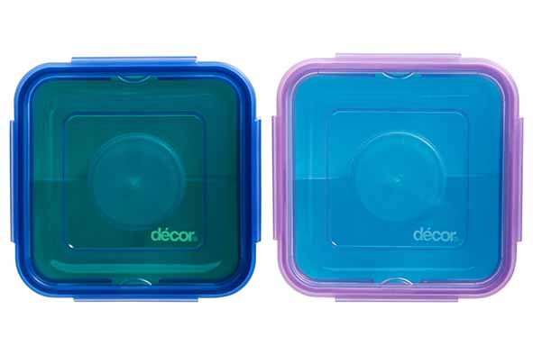 Vierkante lunchbox 1,1 l set van 2 kleuren assorted 16 x 16 x 7,3 cm