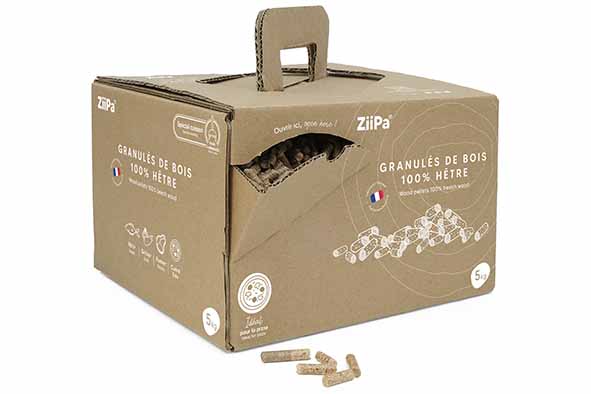 Buchenholzpellets 5 kg Kraftbox mit Spender