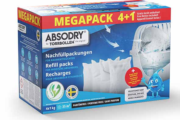 Classic vochtvanger met 4 navullingen van 1 kg, 14.5 x 20 x 29 cm