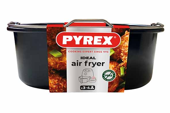 Airfryer bakvorm vierkant 22 x 21 cm, 1,9 l, zwart, koolstofstaal