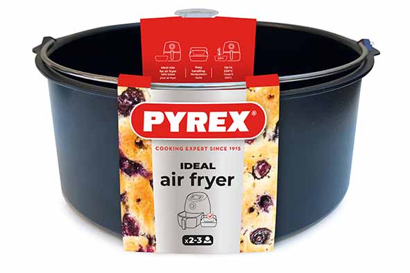 Airfryer bakvorm rond Ø 19 cm, 1,6 l, zwart, koolstofstaal