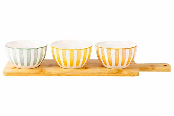 Set van 4 Copa aperoset: serveerplank + 3 kommen Ø 11,5 cm