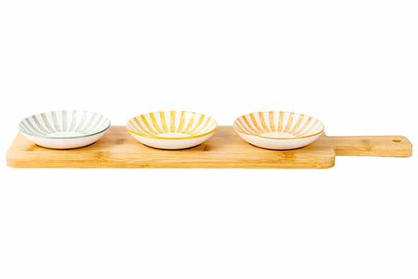 Copa aperoset 4pcs - serveerplank + 3x aperoschaaltje Ø 10 cm