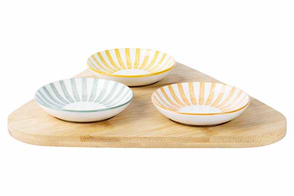 Copa aperoset 4 delig serveerplank + 3x aperoschaaltje D10 cm