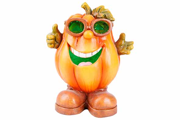 Pompoen kleurveranderend LED gezicht oranje, 30 x 22 x 38 cm, magnesium
