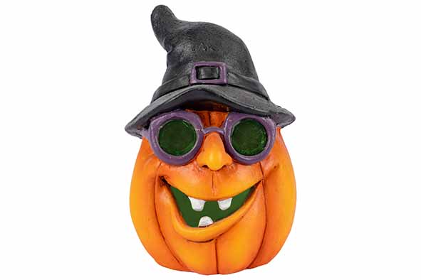 Kürbis color changing led face orange, Polyresin, 15 x 16 x 22 cm
