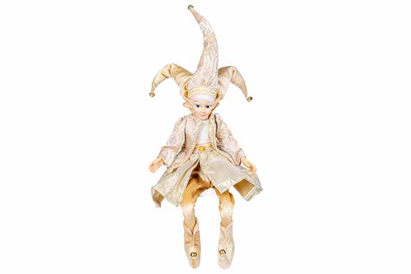 Figuur elf deluxe wit goud 20 x 20 x 50 cm textiel