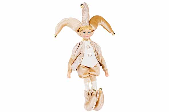 Hanger Elf Deluxe wit goud 25 x 10 x H40 cm textiel
