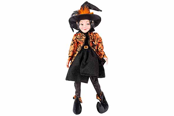 Hexe Deluxe schwarz orange 30 x 30 x 50 cm Textil