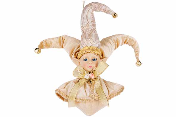 Hanger Elf Deluxe wit goud 12 x 12 x 30 cm
