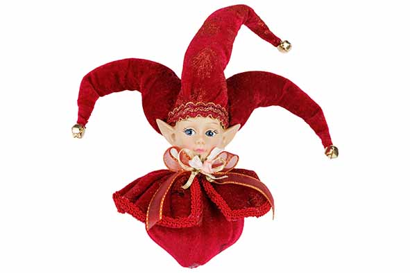 Hanger Elf deluxe bordeaux goud 12 x 12 x H 30 cm textiel