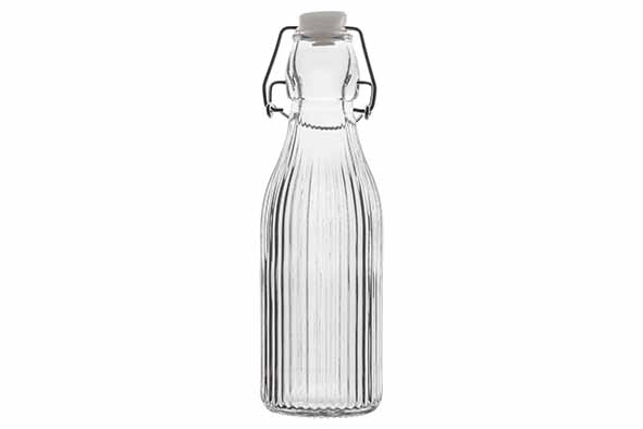 Melkfles 250 ml, glas, gestreept, Ø 6 x 19,5 cm
