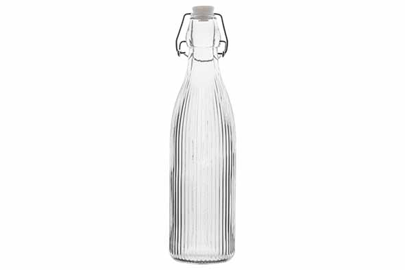 Melkfles 500 ml, glas, gestreept, Ø 7 x 27 cm