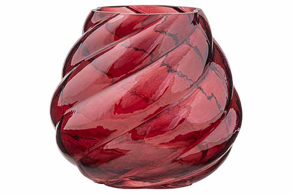 Vaas Liora bordeaux 20 x 20 x 18 cm, glas