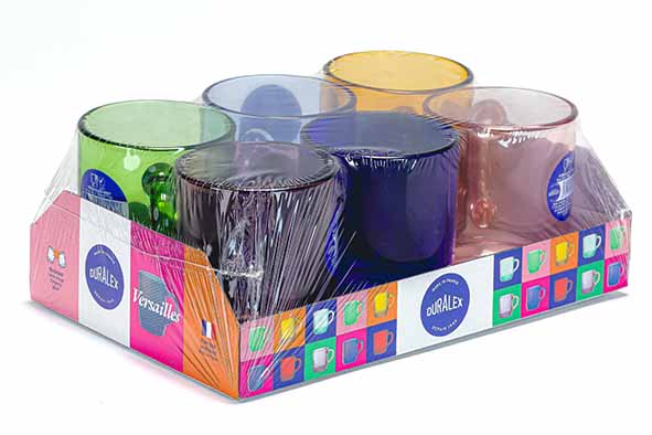 Versailles beker set van 6 diverse kleuren 26 cl Ø 7 x 9 cm