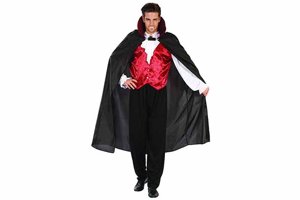 Kostuum Vampire adult zwart-wit textiel