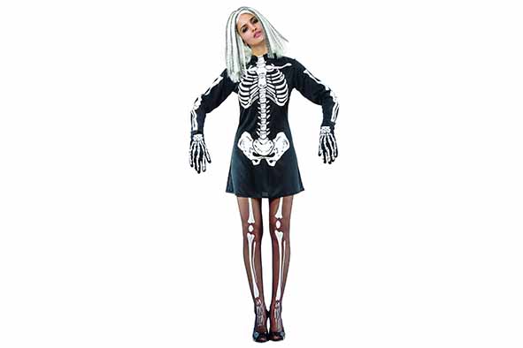 Kostuum adult TU Skeleton Girl zwart-wit, textiel, 20 x 2 x 30 cm