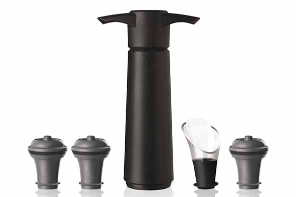 Wine Saver Original cadeauset met 3 stoppen en wijnschenker crystal
