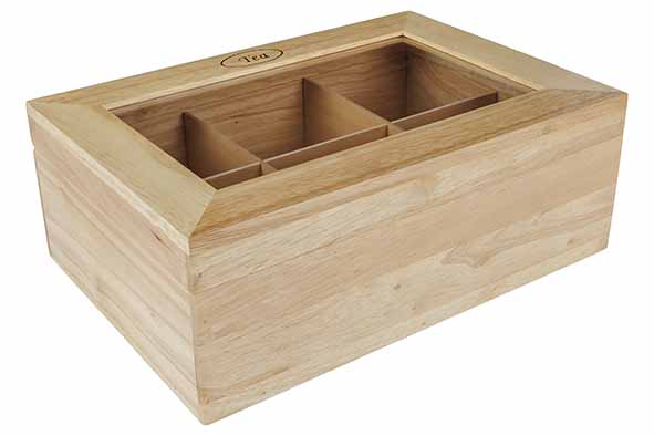 Boîte à thé Large 6 compartiments naturel 34,1 x 23,3 x 12,3 cm bois