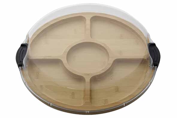 Build-A-Board serveerplank Ø 35,5 cm met 5 vakken en kunststof deksel