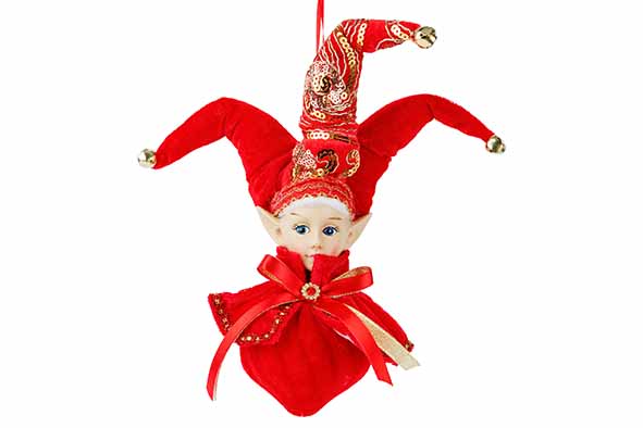 Elf Deluxe hanger rood goud textiel 12 x 12 x 30 cm