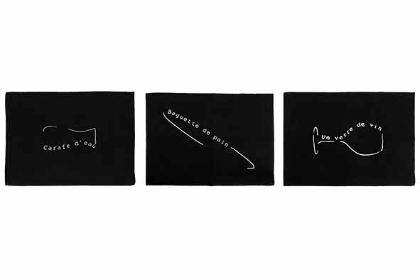 3er-Set L'ine Küchenhandtücher French Black 69 x 52 cm Baumwolle schwarz