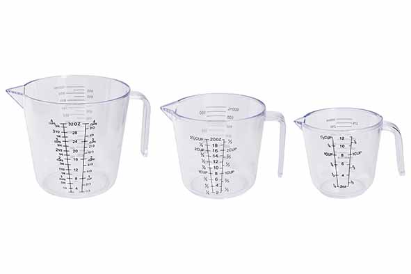 Maatbeker, set van 3, 300-600-1000 ml, polystyreen, transparant