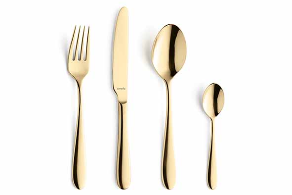 Oxford goud bestekset, set van 24, houten kist