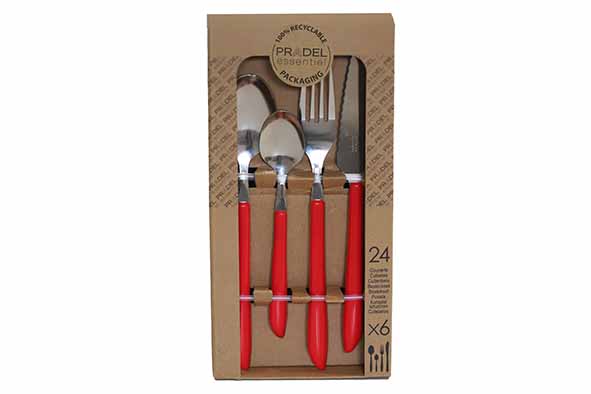 Pradel Essentiel Vibrato Besteckset 24er-Set, Rot
