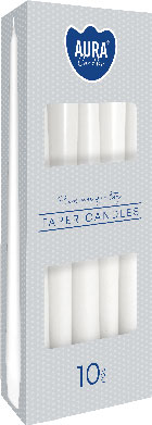 Kaars wit 53 g H 24,5 cm set van 10