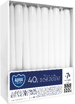 Set van 40 witte kaarsen Ø 2,3 x H 24,5 cm
