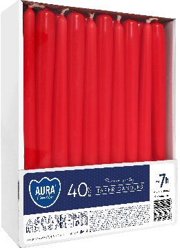 Set van 40 kaarsen rood 53 g Ø 2,3 x 24,5 cm