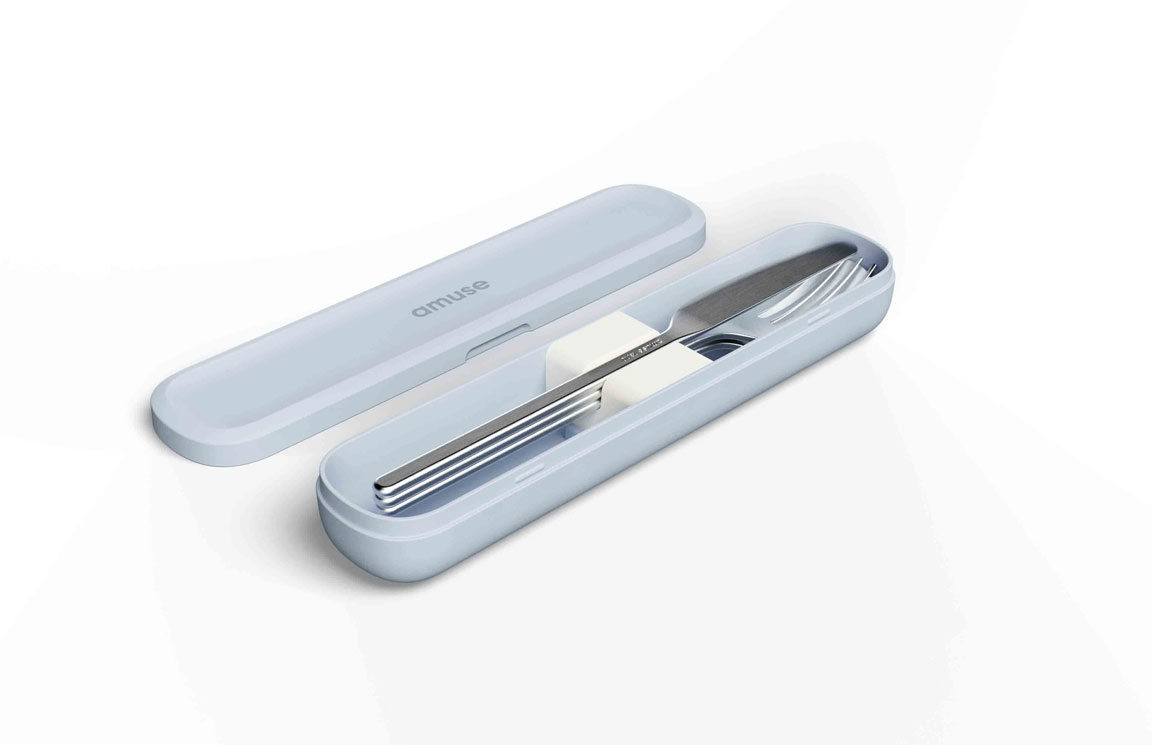 Bestekset Nello on-the-go Slate 19,7x4,3xH2,7 cm