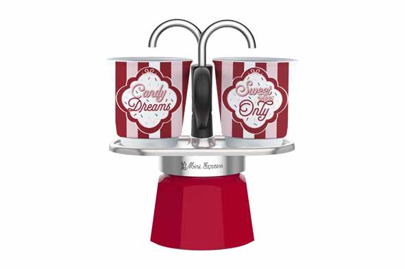 Candy Land set mini express + 2 cups 90 ml aluminium red 9.5 x 21.5 x 17.5 cm