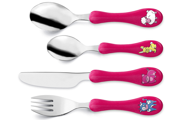 Kinder kinderbesteek set van 4 fuchsia