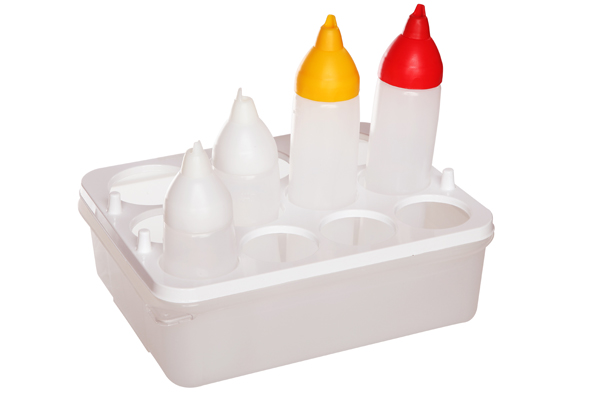 Dosing bottle organizer white, 2 x 35 cl and 2 x 50 cl