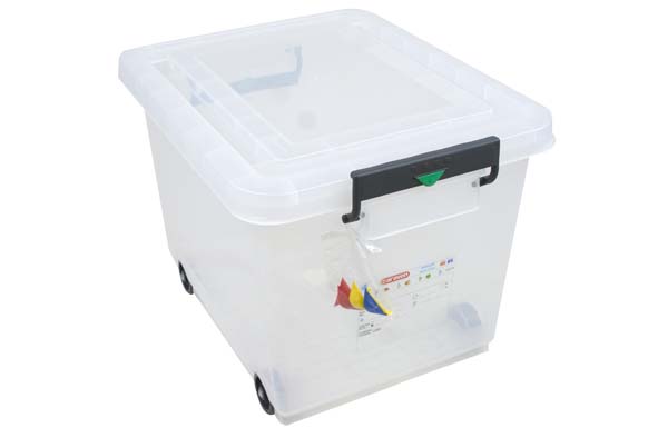 Opbergbak 60 l met deksel transparant 53 x 40 x 37,85 cm