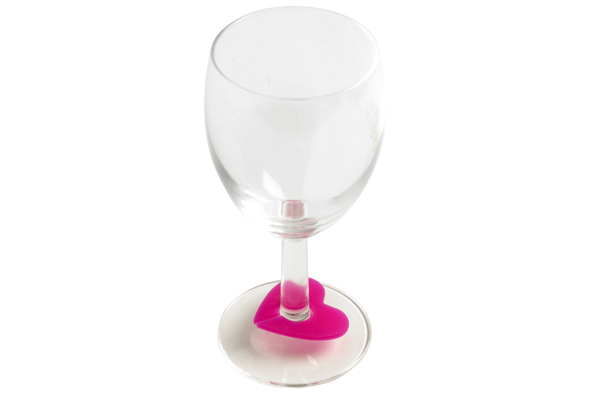 Set van 8 glasmarkeerders hart, siliconen, gemengde kleuren