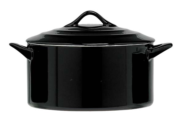 Black ovenschaal met deksel 1 l rond Ø 17 x 8 cm