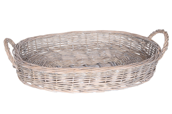Phoenix mand laag ovaal 48 x 33 x 8 cm wilg grijs