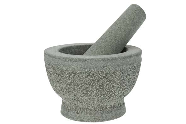 Mortier en stamper graniet, Ø 13 cm, hoogte 8,5 cm