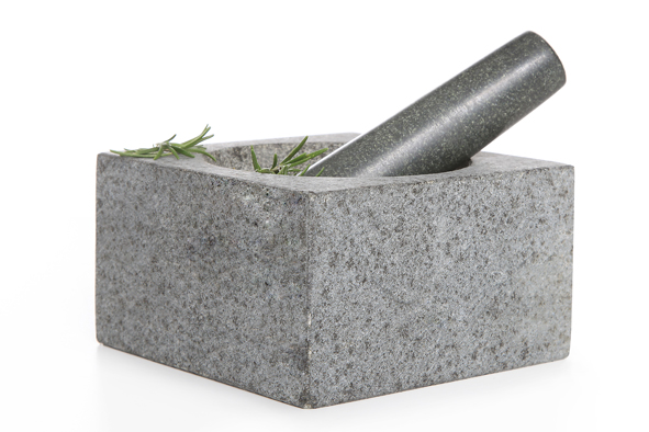 Granieten vijzel met stamper 14 x 8 cm