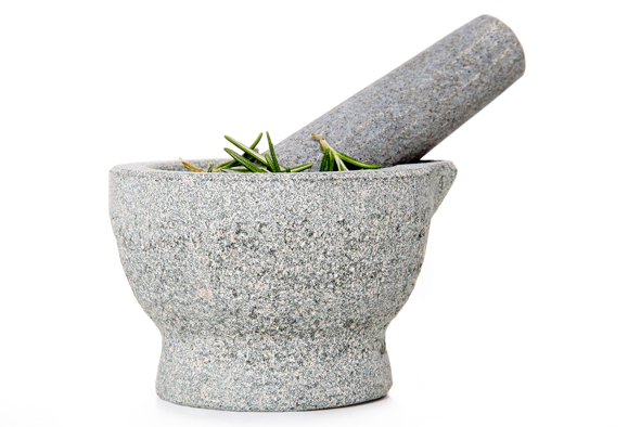 Mortier met schenktuit graniet, Ø 9x6 cm