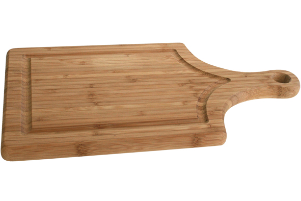 Bamboe vleesplank met handvat, 35 x 20 x 1,8 cm