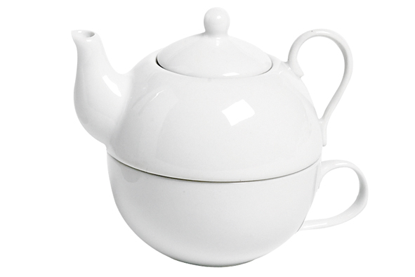 Teekanne mit Tasse weiß Porzellan 260 ml Ø 10 cm